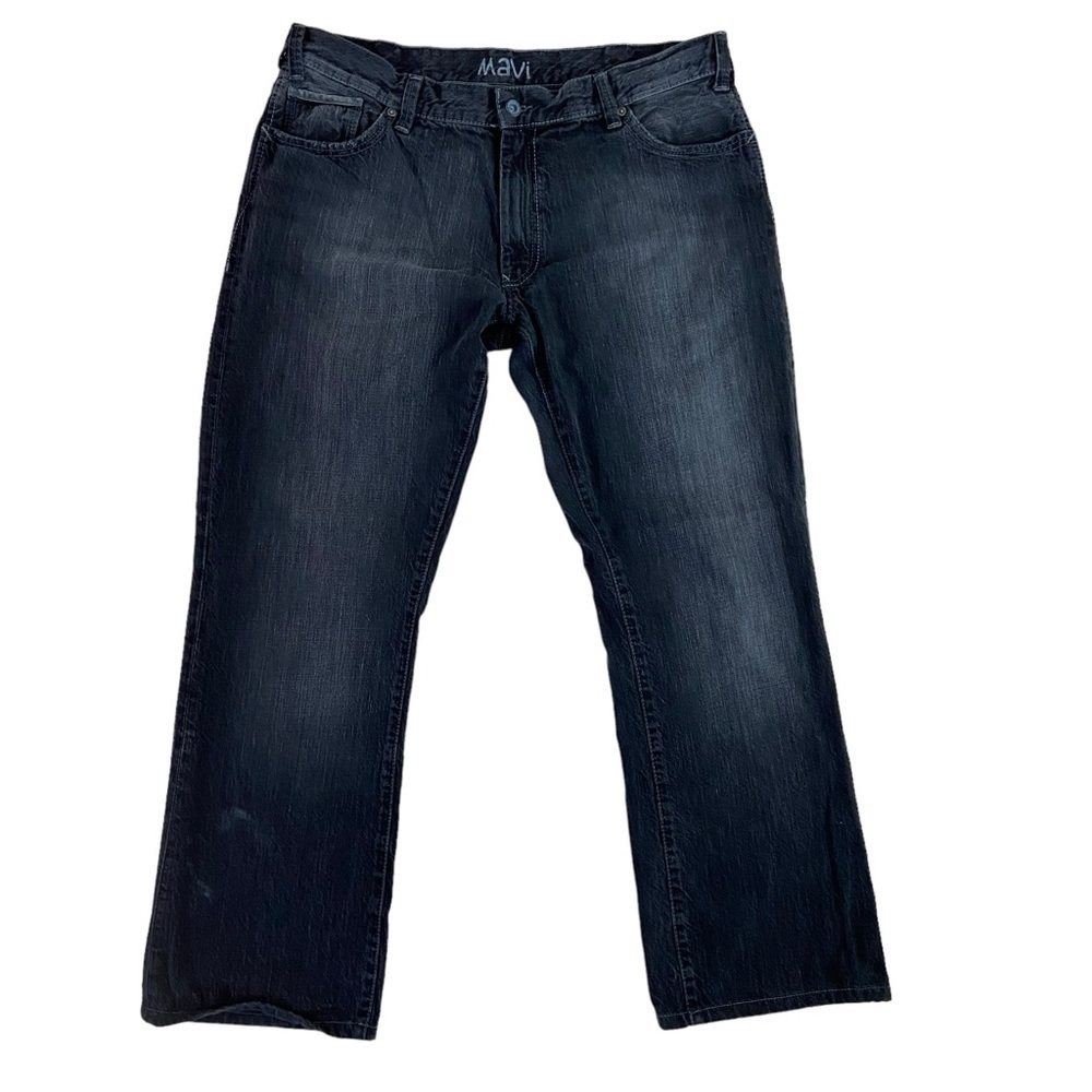 Mavi men jeans Mitch straight les black distressed denim 100% cotton size 38